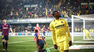 Ekambi celebra un gol ante el Barcelona