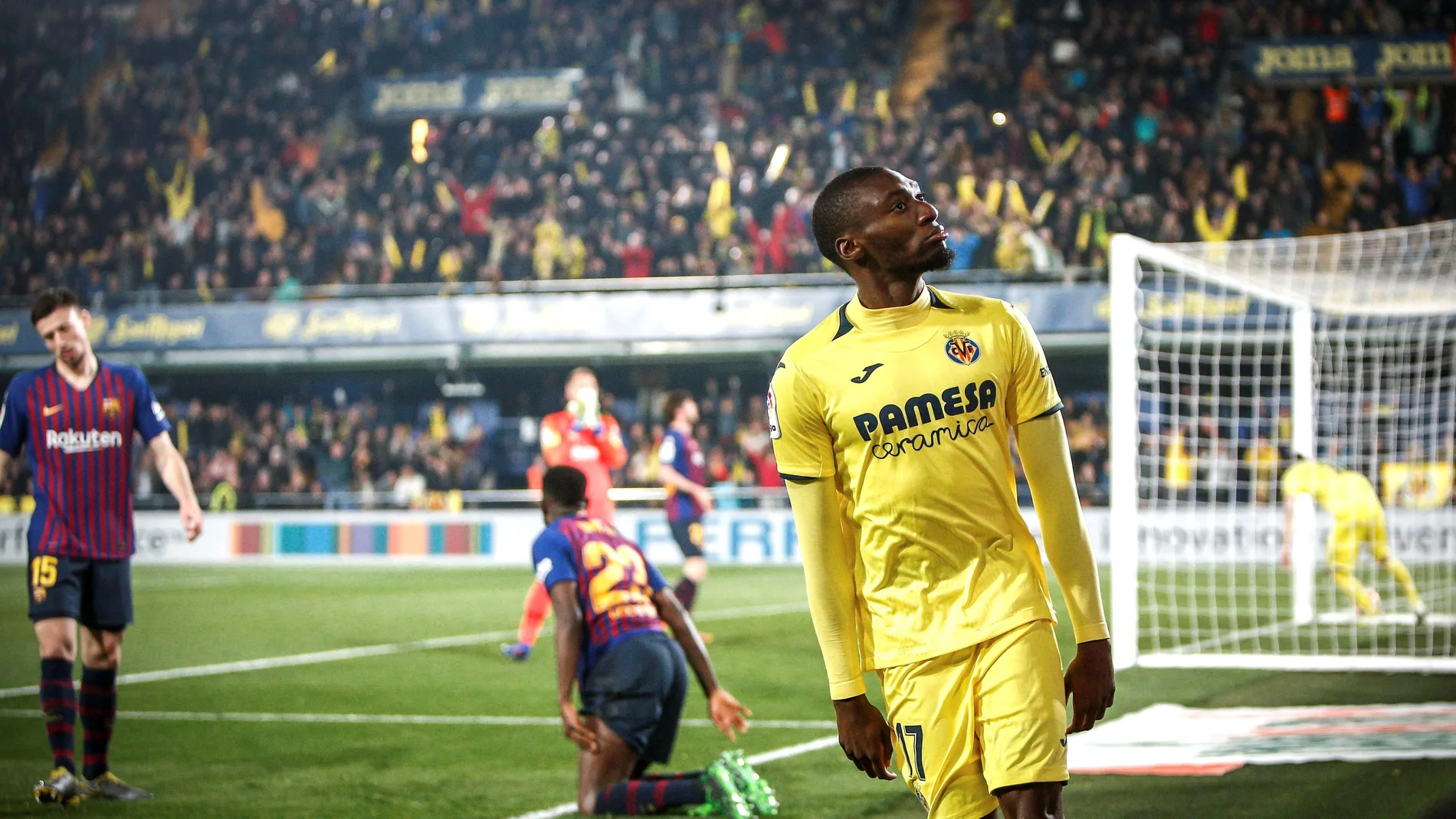 Ekambi celebra un gol ante el Barcelona Ekambi celebra un gol ante el Barcelona