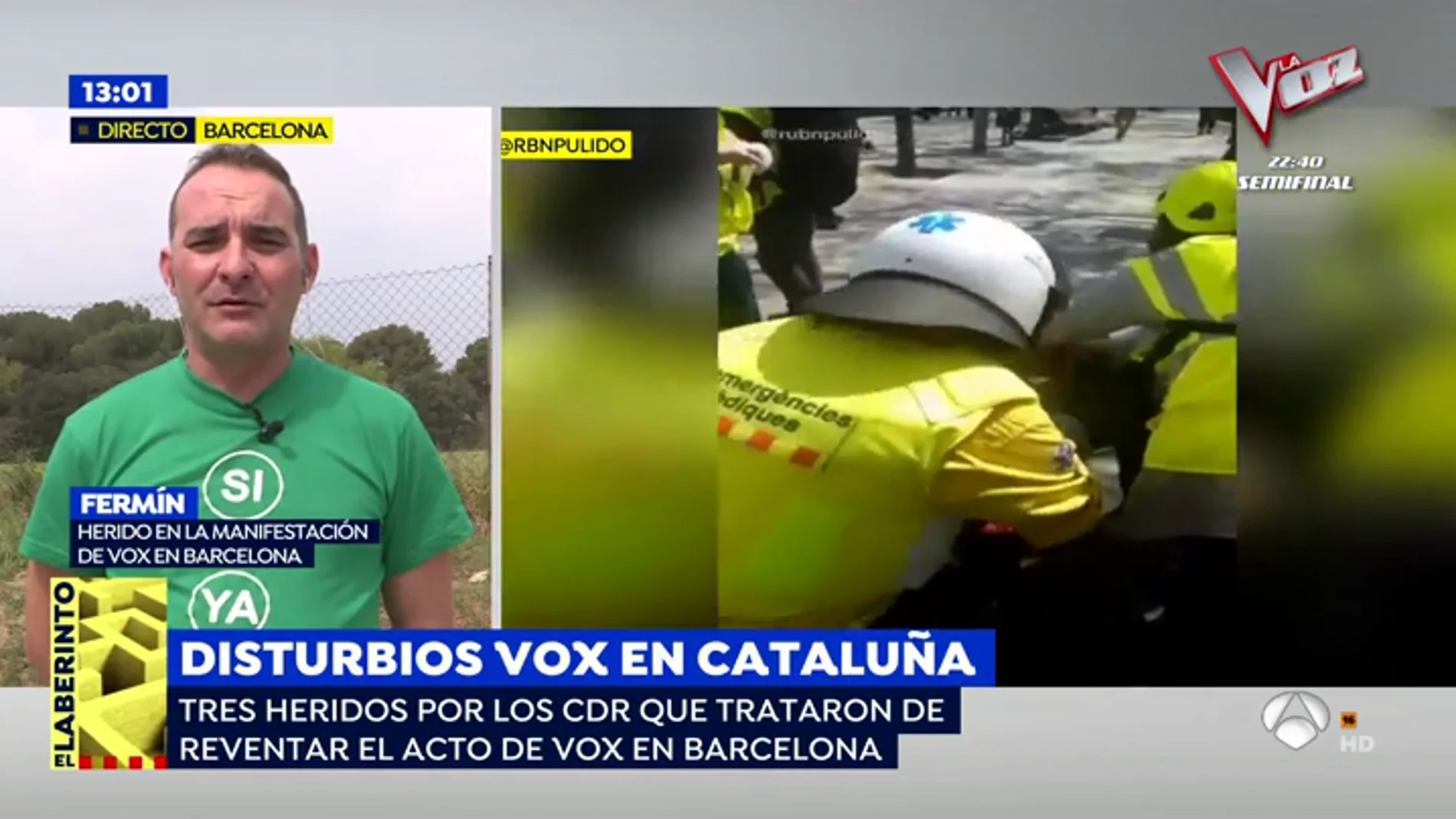 Uno de los agredidos en los disturbios de Barcelona: "Nos llamaron fascistas y nos golpearon sin mediar palabra"