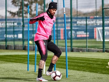 Neymar en su vuelta a los entrenamientos