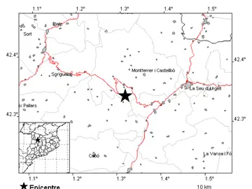 Imagen de la zona del terremoto de Lleida Imagen de la zona del terremoto de Lleida