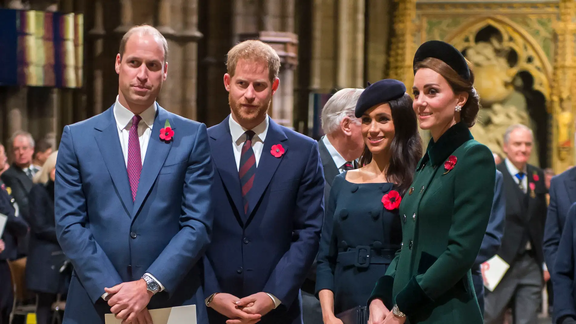 Meghan Markle y el príncipe Harry junto a Kate Middleton y el príncipe Guillermo