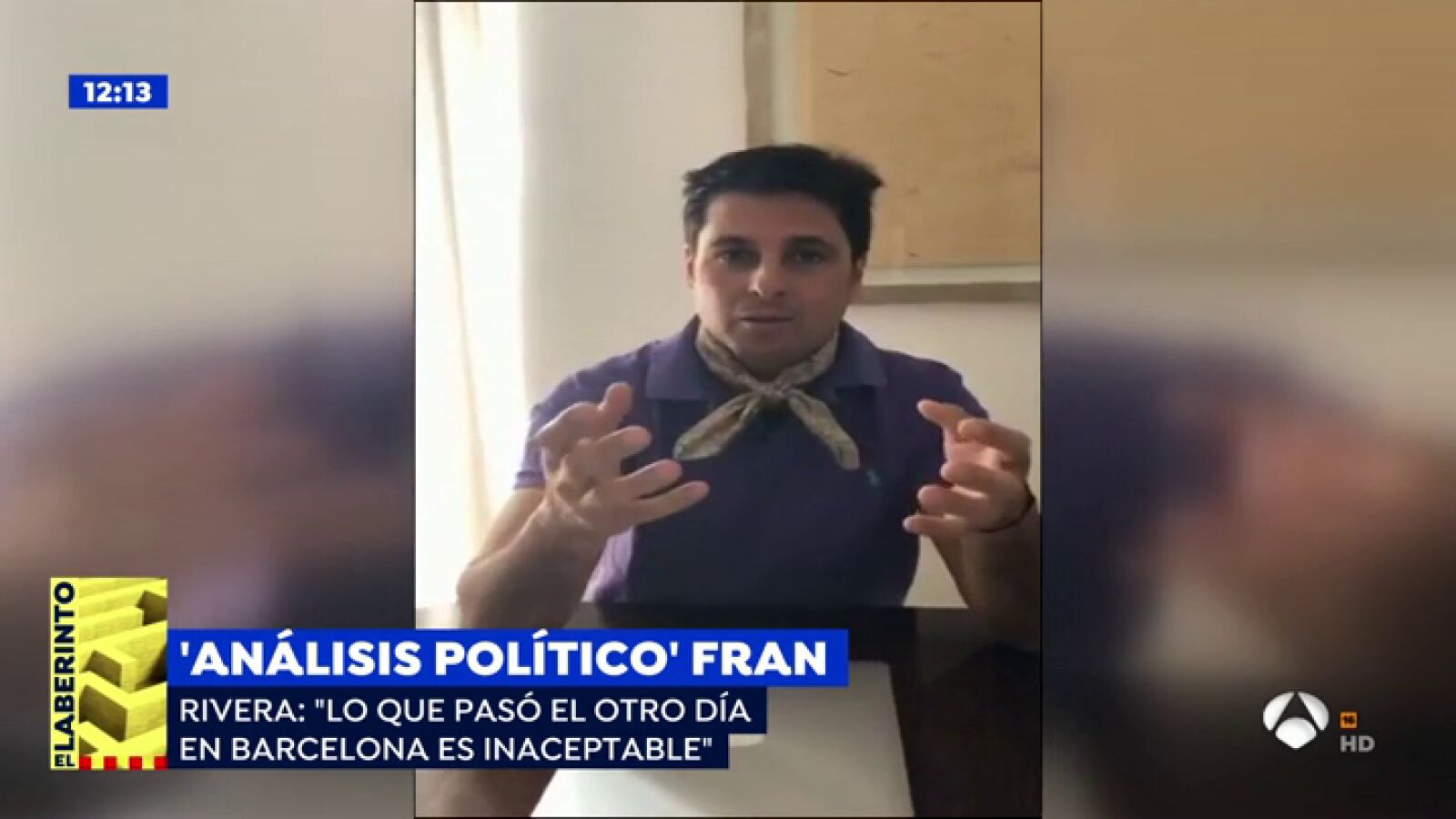 Las redes se llenan de mofas sobre el pañuelo de Fran Rivera en un vídeo donde condena los disturbios en Barcelona