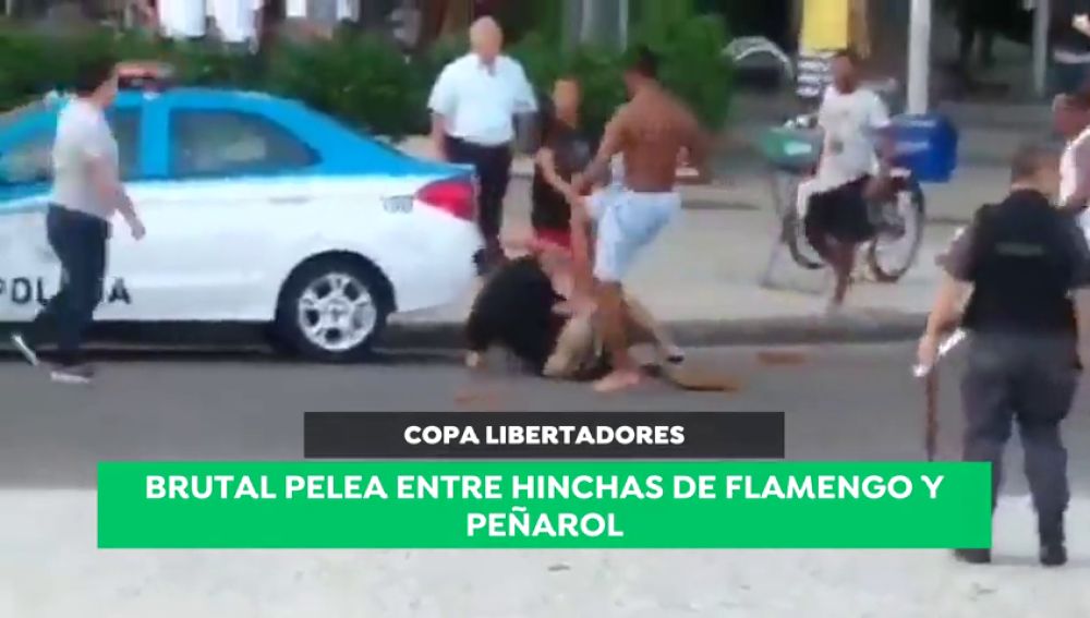 Brutal pelea entre hinchas de Flamengo y Peñarol