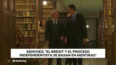 Pedro Sánchez compara el 'brexit' con el independentismo catalán: "Son proyectos basados en mentiras" Pedro Sánchez compara el 'brexit' con el independentismo catalán: "Son proyectos basados en mentiras"