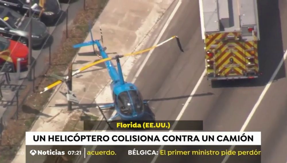 Un camionero muere tras colisionar con un helicóptero