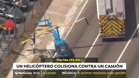Un camionero muere tras colisionar con un helicóptero Un camionero muere tras colisionar con un helicóptero