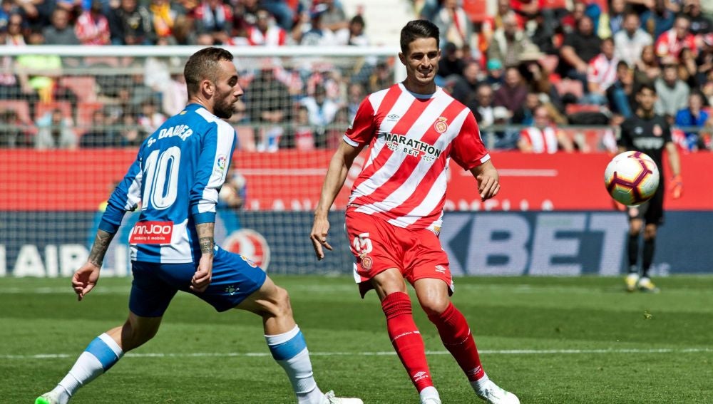 Momento del partido del Girona - Espanyol