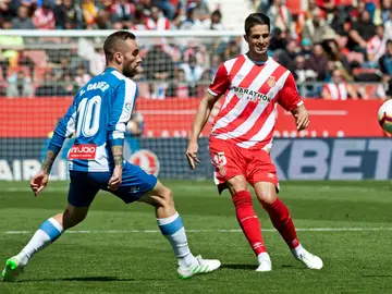 Momento del partido del Girona - Espanyol Momento del partido del Girona - Espanyol