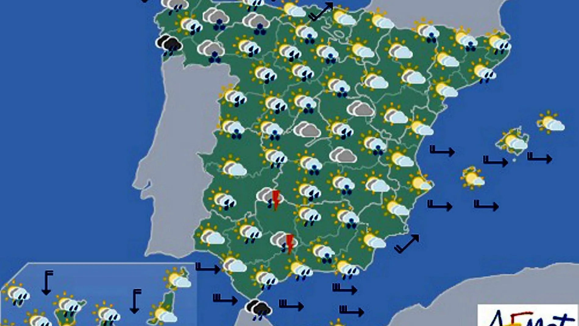 Mapa significativo facilitado por la Aemet, válido para el 06/04/2019. Mapa significativo facilitado por la Aemet, válido para el 06/04/2019.