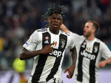 Moise Kean celebra su gol con la Juventus de Turín Moise Kean celebra su gol con la Juventus de Turín