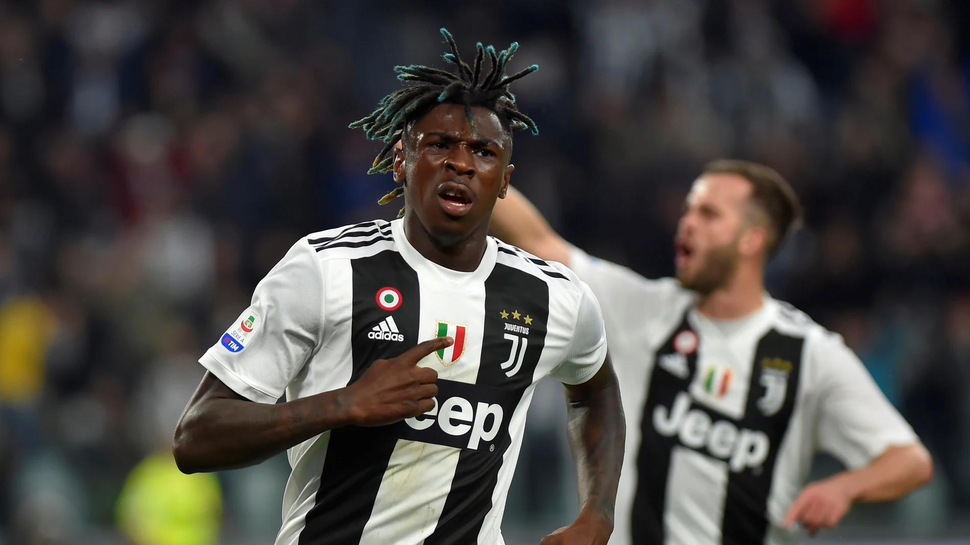Moise Kean celebra su gol con la Juventus de Turín Moise Kean celebra su gol con la Juventus de Turín