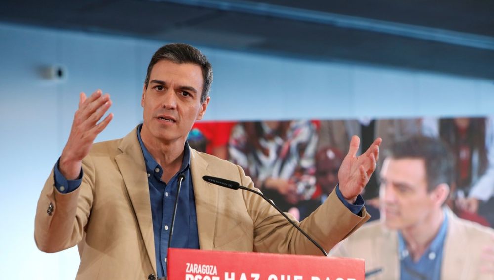 Pedro Sánchez en un acto de precampaña