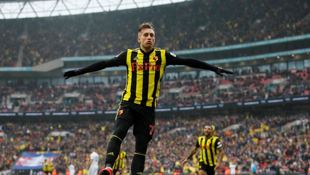 Gerard Deulofeu celebra uno de sus goles con el Watford