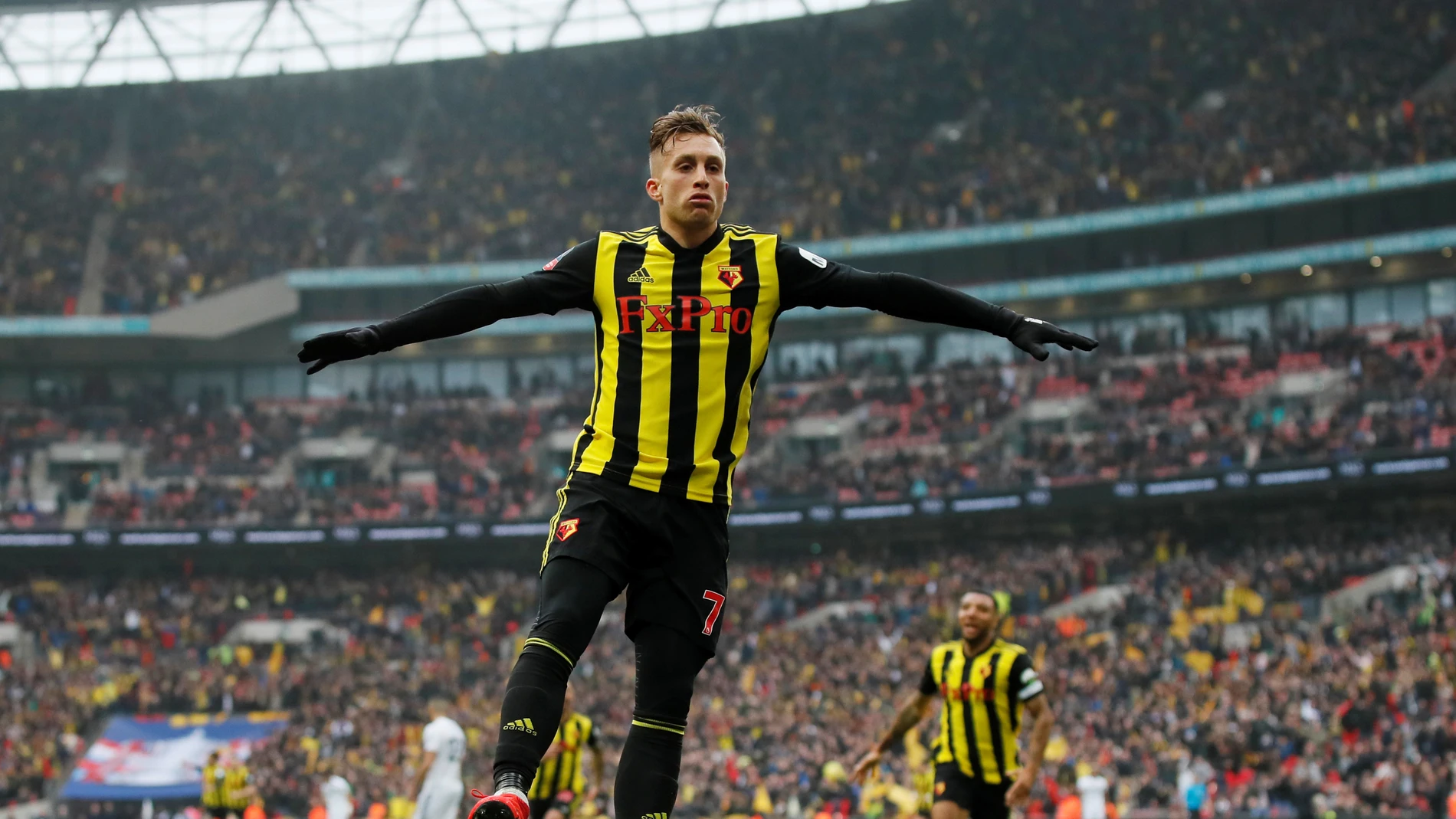 Gerard Deulofeu celebra uno de sus goles con el Watford Gerard Deulofeu celebra uno de sus goles con el Watford