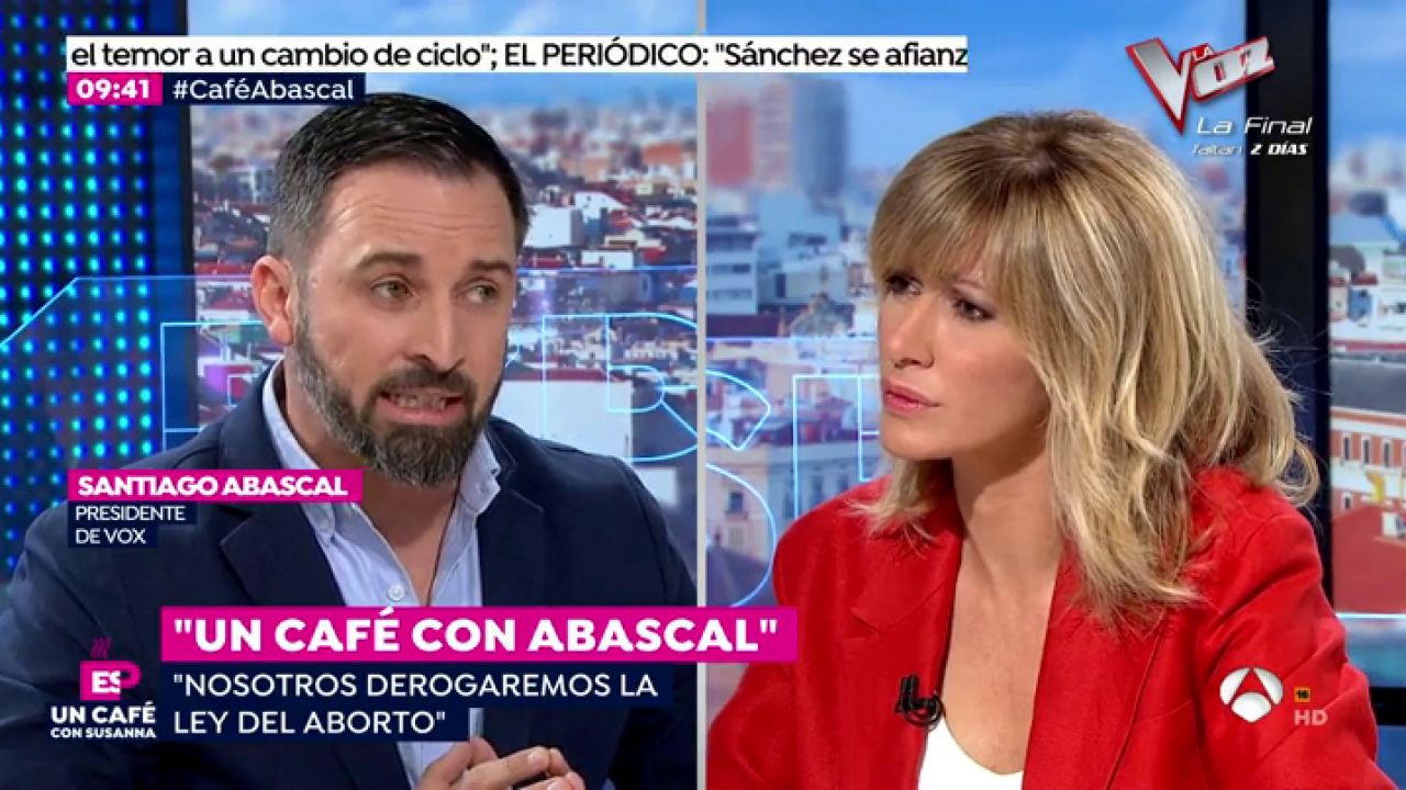 Encontronazo entre Susanna Griso y Santiago Abascal por la ley del aborto:  "Susanna, tu cuerpo es tuyo pero el que llevas dentro no"