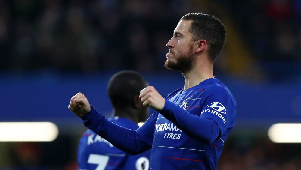 Eden Hazard celebra un gol con el Chelsea
