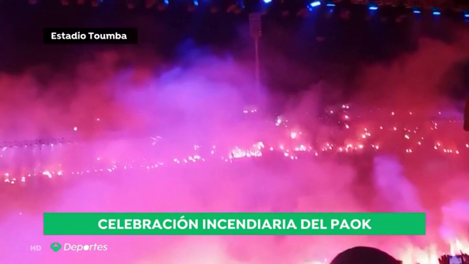 El estadio del PAOK, en llamas: la incendiaria celebración tras ganar la liga griega