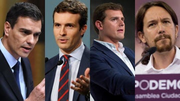 Pedro Sánchez, Pablo Casado, Albert Rivera y Pablo Iglesias, candidatos a las elecciones