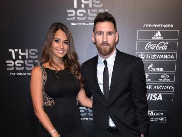 Messi y Antonella durante la gala The Best FIFA 2017 en Londres