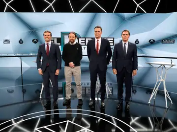 Los candidatos, en el debate de Atresmedia Los candidatos, en el debate de Atresmedia