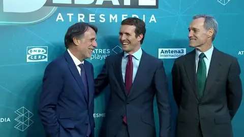 La llegada de Pablo Casado a Atresmedia para el debate decisivo La llegada de Pablo Casado a Atresmedia para el debate decisivo