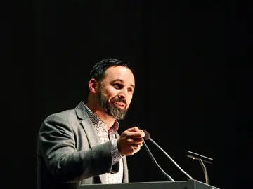 Imagen de Santiago Abascal en un acto electoral Imagen de Santiago Abascal en un acto electoral