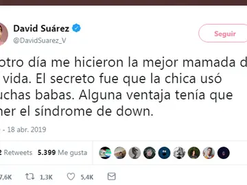 El polémico tuit de David Suaréz El polémico tuit de David Suaréz