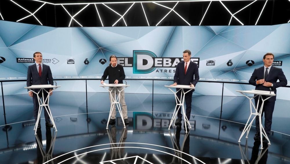 Los cuatro candidatos, en el debate de Atresmedia