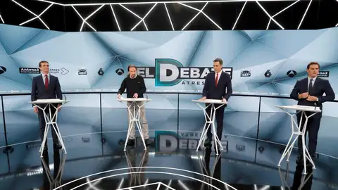 Los cuatro candidatos, en el debate de Atresmedia Los cuatro candidatos, en el debate de Atresmedia