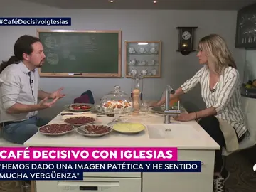 Pablo Iglesias se toma el café decisivo con Susanna antes de las elecciones: "Nos hemos comportado como los partidos a los que hemos criticado" Pablo Iglesias se toma el café decisivo con Susanna antes de las elecciones: "Nos hemos comportado como los partidos a los que hemos criticado"