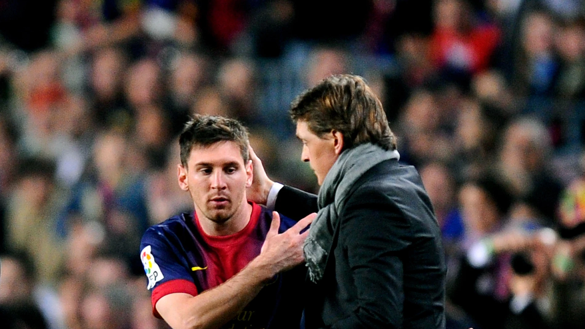 Tito Vilanova y Messi durante un partido Tito Vilanova y Messi durante un partido