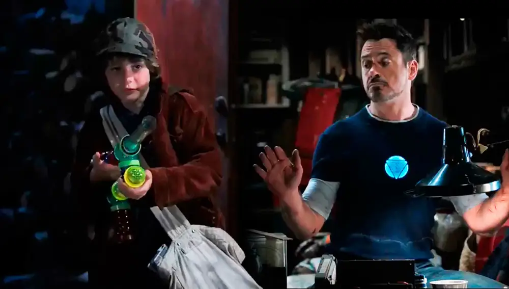 Harley Keener y Tony Stark en 'Iron Man 3'
