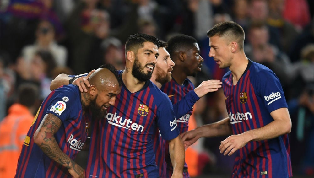 El Barcelona celebra un gol