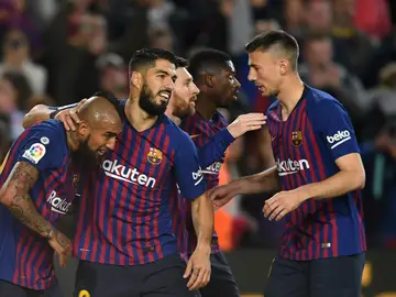 El Barcelona celebra un gol El Barcelona celebra un gol