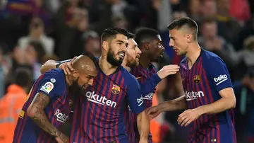 El Barcelona celebra un gol El Barcelona celebra un gol