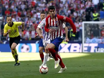 Álvaro Morata, en una gran acción ante el Real Valladolid. Álvaro Morata, en una gran acción ante el Real Valladolid.