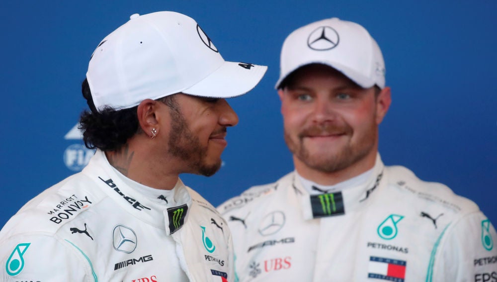 Hamilton y Bottas en Bakú