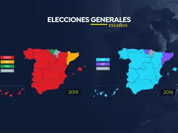 Comparación del mapa electoral de España Comparación del mapa electoral de España