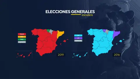 Comparación del mapa electoral de España Comparación del mapa electoral de España