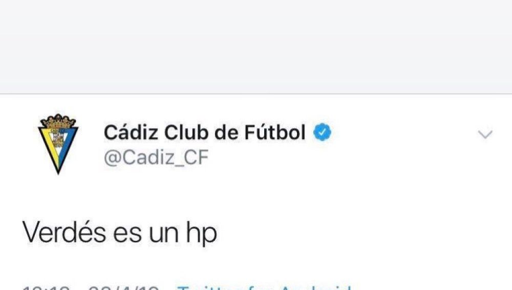 El tweet publicado por el Cádiz