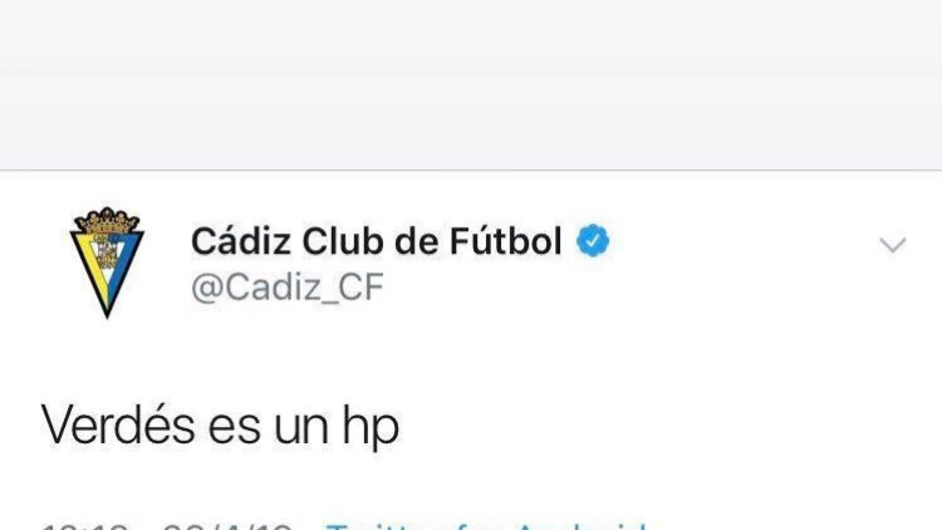 El tweet publicado por el Cádiz El tweet publicado por el Cádiz
