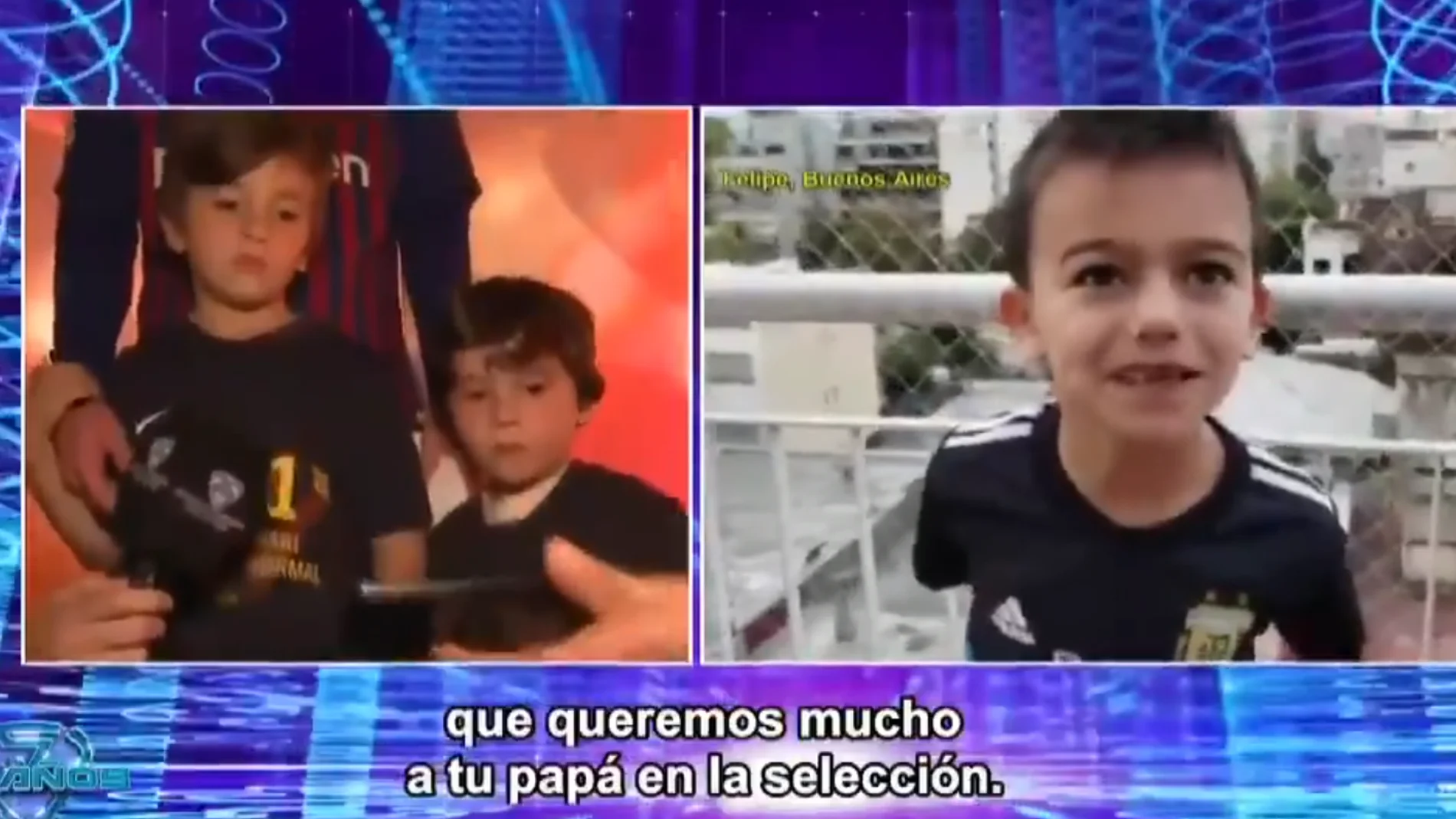 El hijo de Messi, escuchando los elogios a su padre El hijo de Messi, escuchando los elogios a su padre