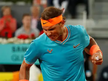 Rafa Nadal celebra su victoria contra Tiafoe Rafa Nadal celebra su victoria contra Tiafoe