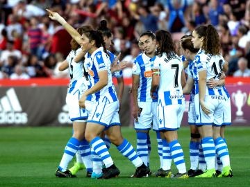 Kiana Palacios celebra su gol contra el Atlético de Madrid
