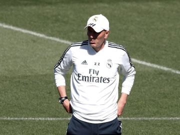 Zidane, durante el entrenamiento del Real Madrid
