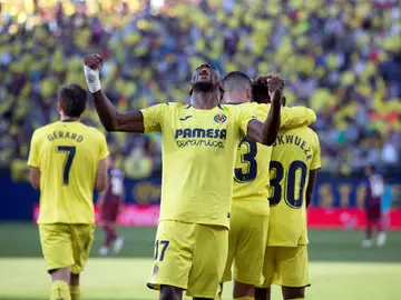 El Villarreal celebra la victoria ante el Eibar El Villarreal celebra la victoria ante el Eibar