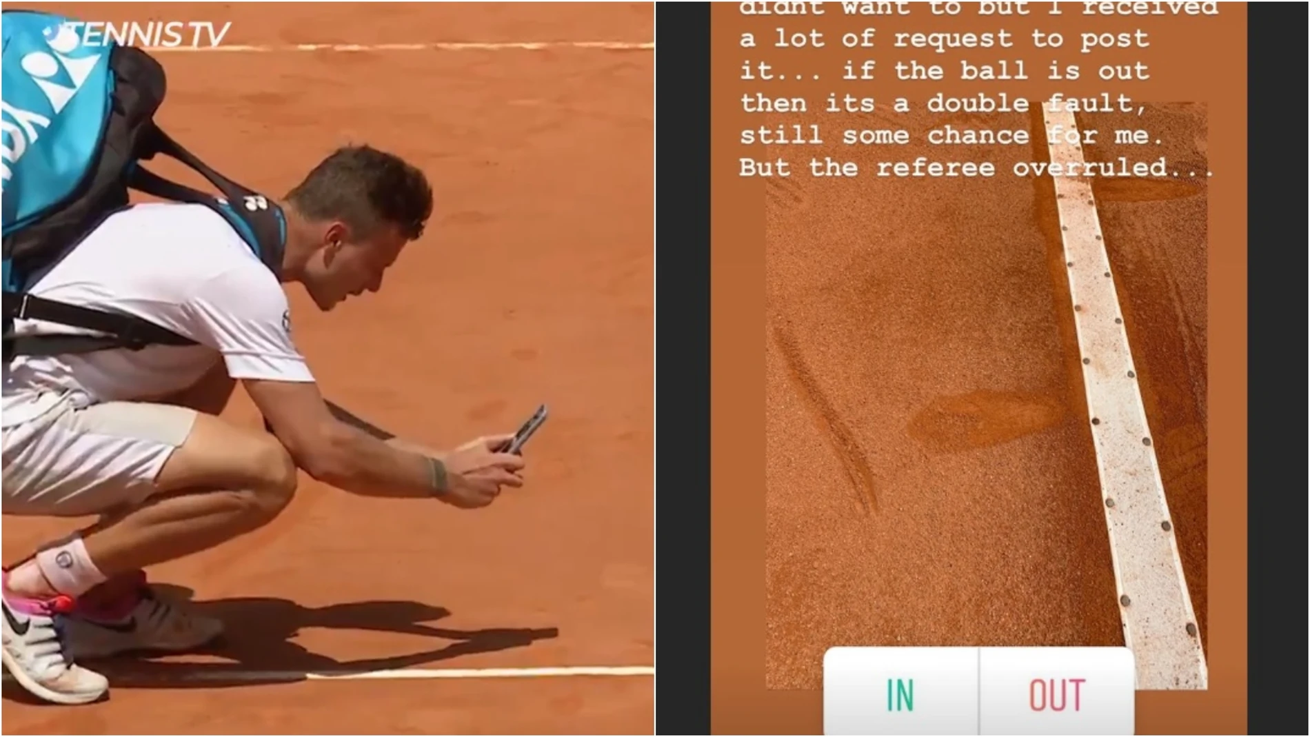 Marton Fucsovics sacando una fotografía al bote de la pelota Marton Fucsovics sacando una fotografía al bote de la pelota