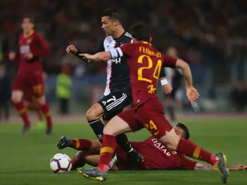 Cristiano con Florenzi durante el Roma-Juventus Cristiano con Florenzi durante el Roma-Juventus
