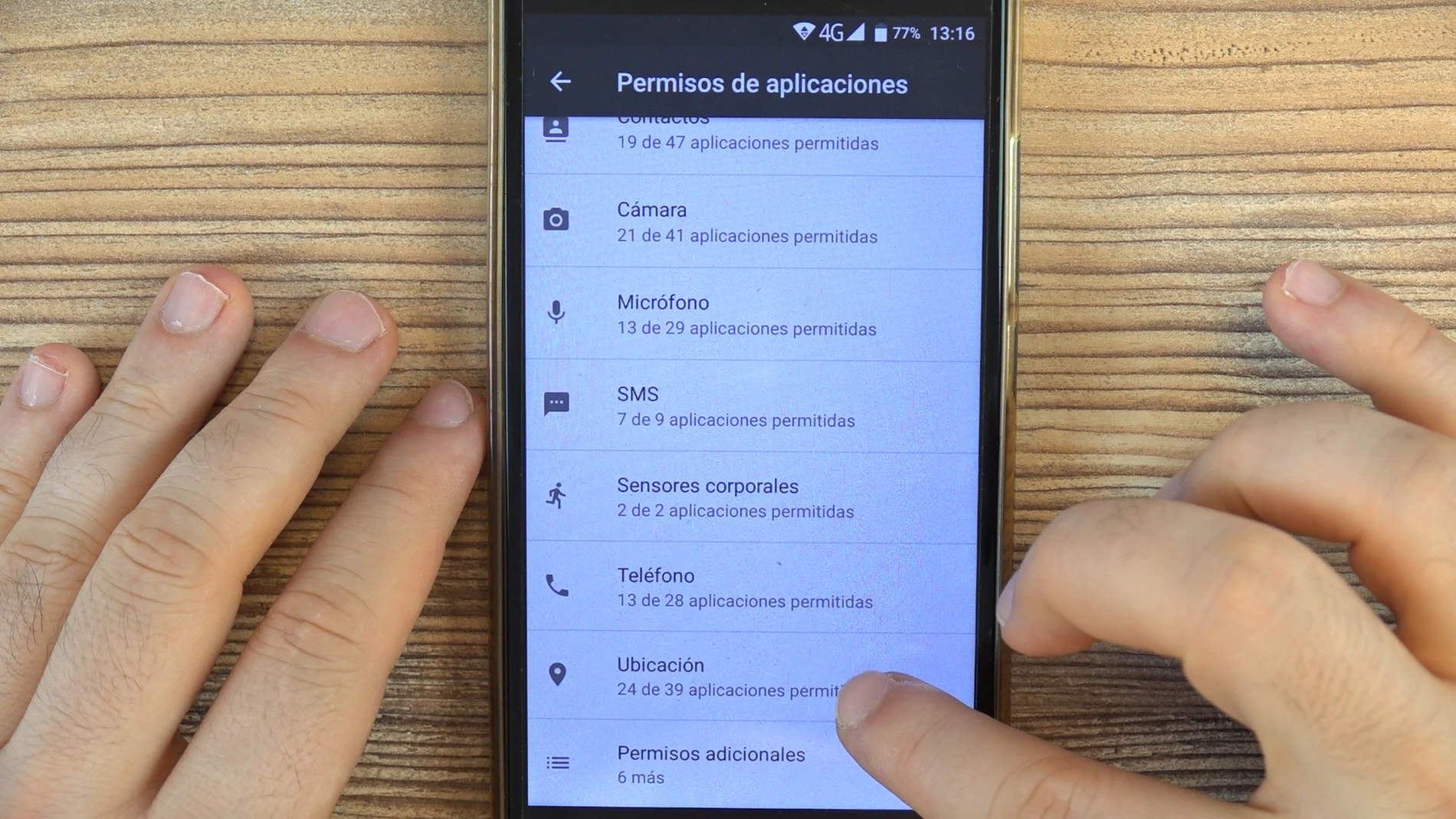 Permisos de aplicaciones Permisos de aplicaciones
